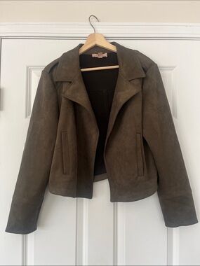 Philosophy Olive Suede Moto Jacket
